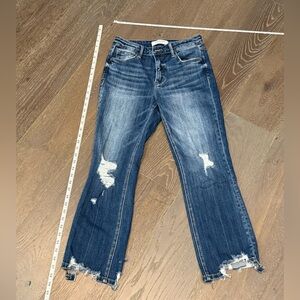 Women's Distressed Straight Leg Jeans - Blue size 28
